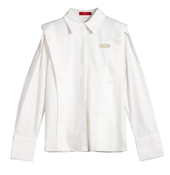 Structured Shoulder Detail Button-Up Shirt - White