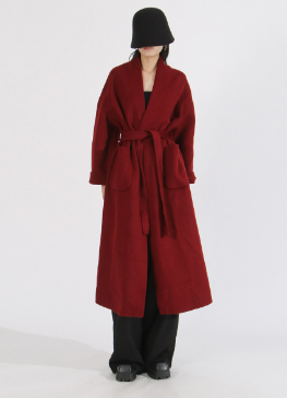 Long Sleeve Belted Maxi Coat - Gray