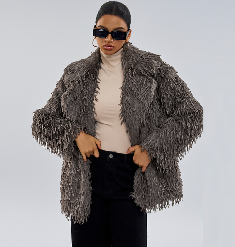 Textured Oversized Coat with Lapel Collar - Pink