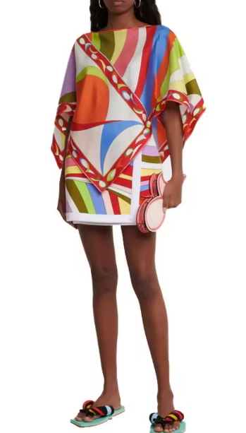 Two-Piece Set with Printed Top and Wrap Skirt - White