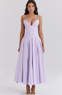 Strapless Sweetheart Neckline Maxi Dress - Purple
