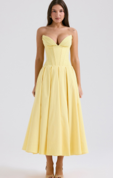 Strapless Sweetheart Neckline Maxi Dress - Yellow