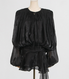 Ruffled Long Sleeved Mini Dress - Black