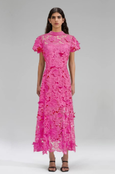 Floral Overlay High Neck Maxi dress - Pink