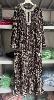 Embellished Pleated Maxi Dress with Keyhole Detail - Beige