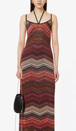 Strappy Halter Neck Maxi Dress - Maroon