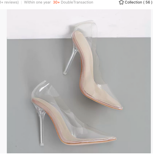 Transparent Pointed Toe Stiletto Heels - Beige