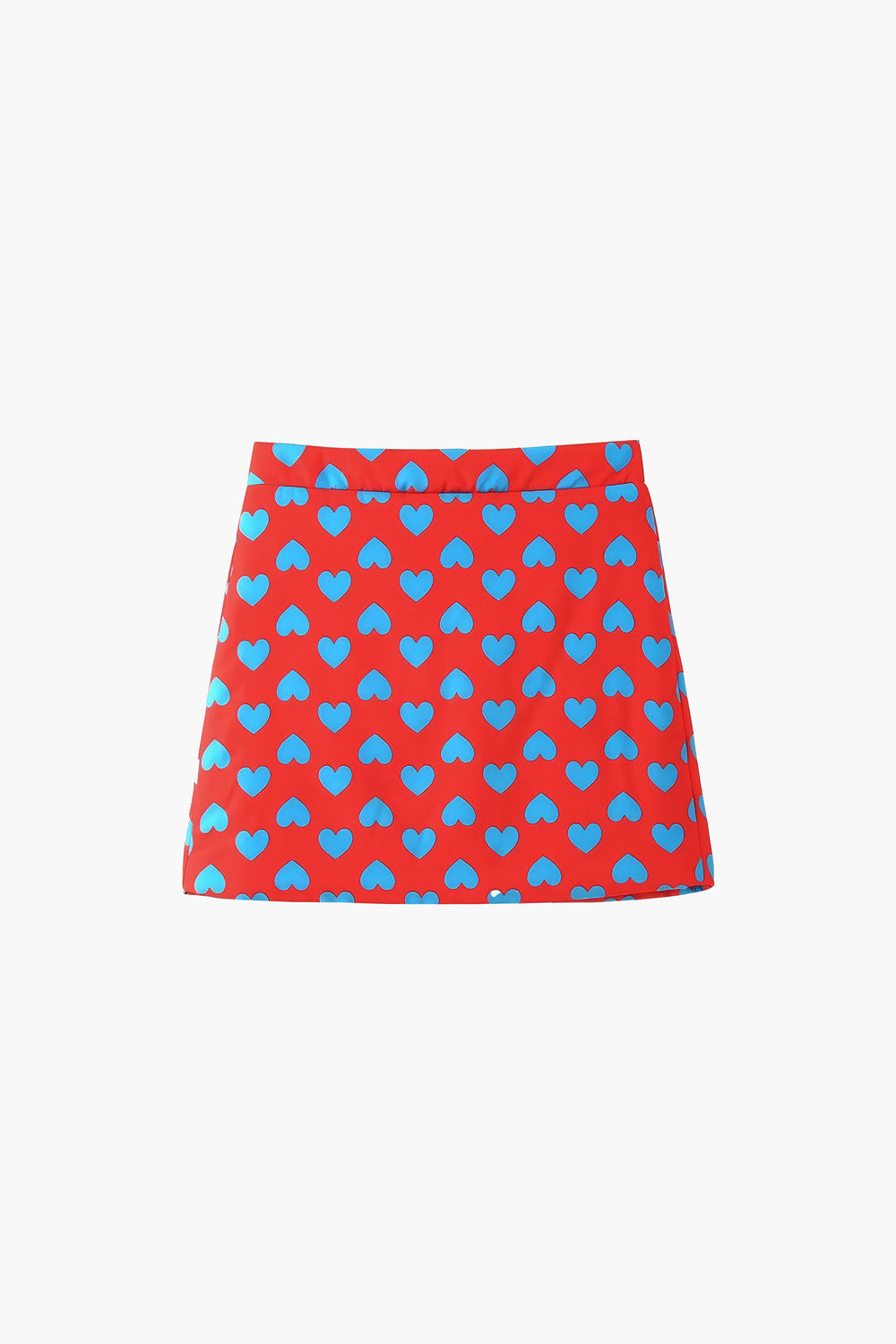 Two-Piece Set with Printed Puffer Jacket and Mini Skirt - Red