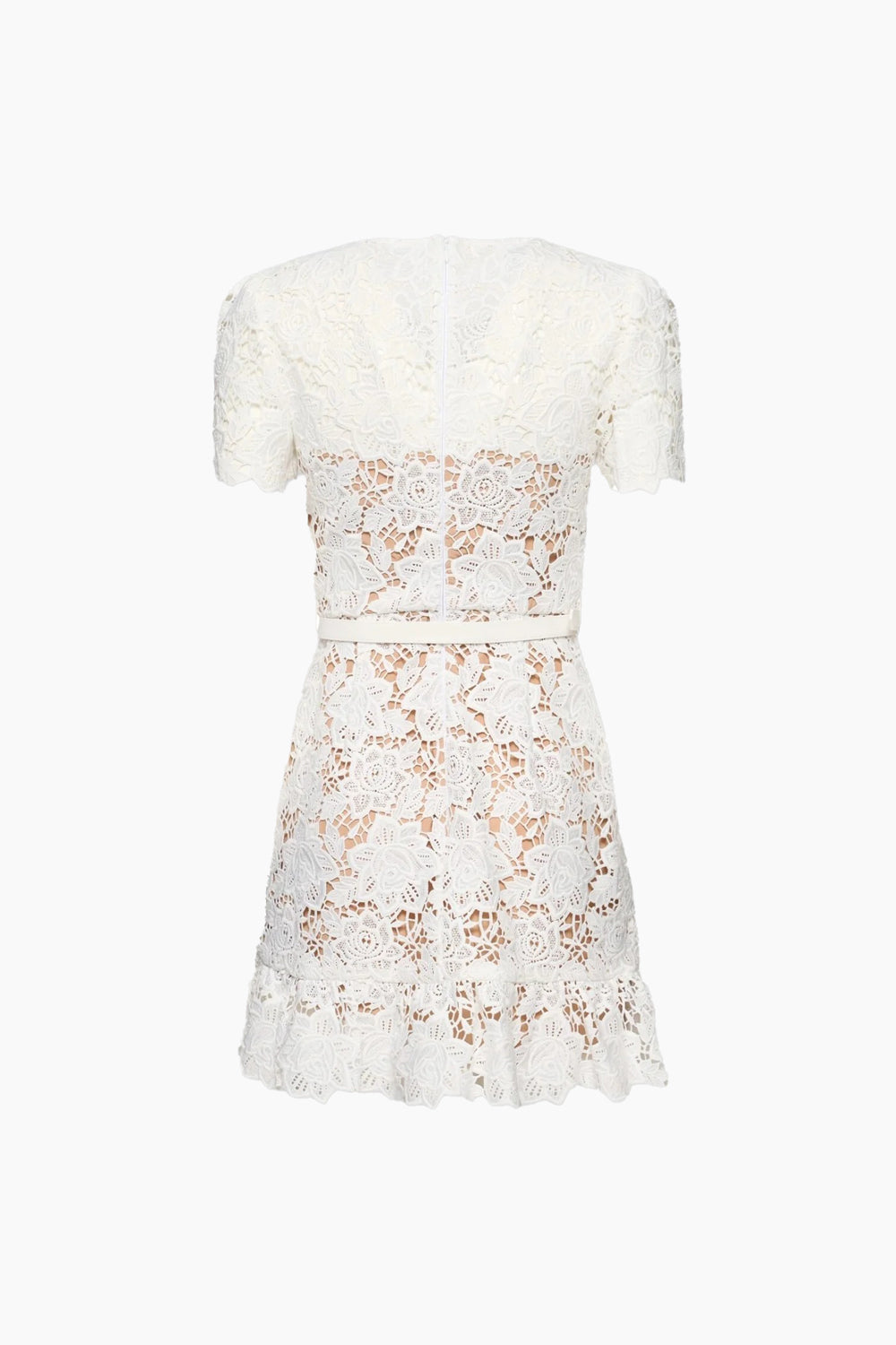 Lace Mini Dress with Pocket Details - White