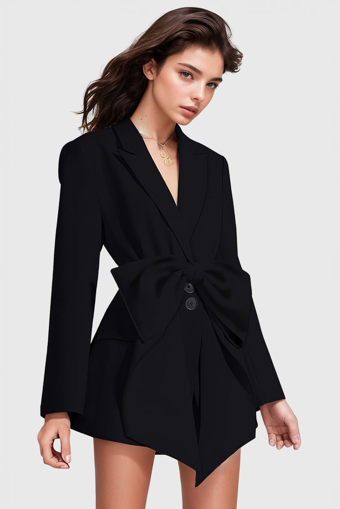 Ribbon Blazer Dress - Black